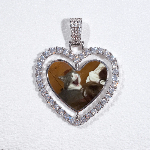 3D Spinning 2-Faced Heart Custom Picture Pendant