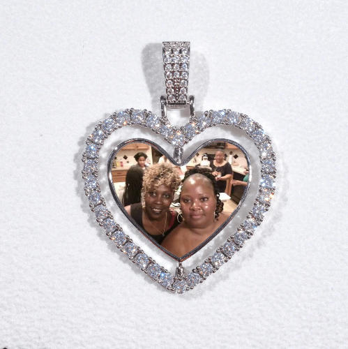 3D Spinning 2-Faced Heart Custom Picture Pendant