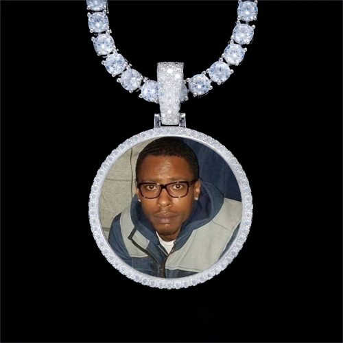 925S & VVS Moissanite 3D Circle Custom Picture Pendant