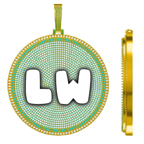 CUSTOM LETTER NECKLACE 3D BIG DISC