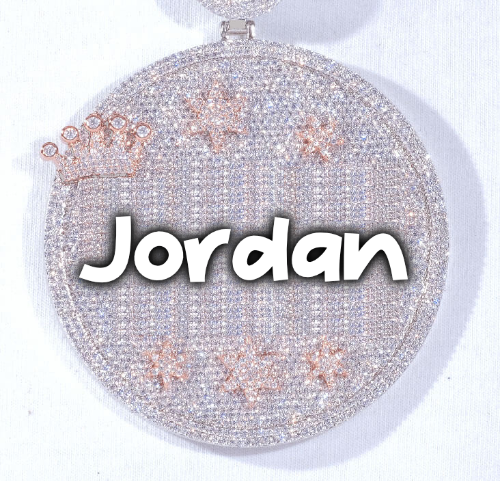 CUSTOM LETTER NECKLACE 3D BIG CROWN DISC