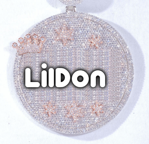 CUSTOM LETTER NECKLACE 3D BIG CROWN DISC