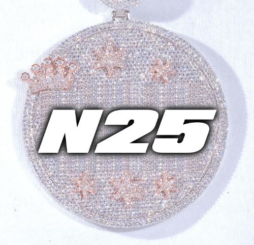 CUSTOM LETTER NECKLACE 3D BIG CROWN DISC