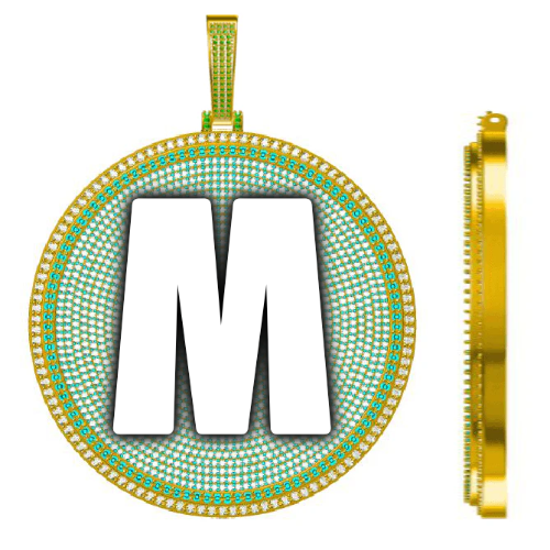 CUSTOM LETTER NECKLACE 3D BIG DISC