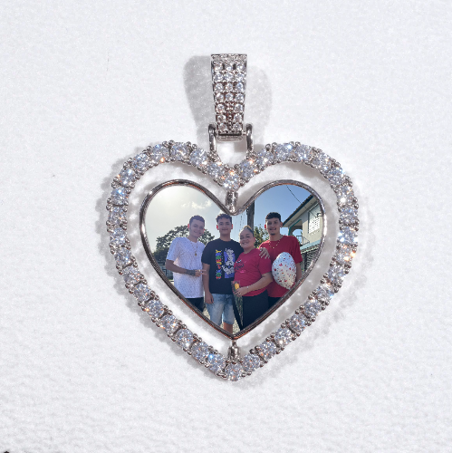 3D Spinning 2-Faced Heart Custom Picture Pendant