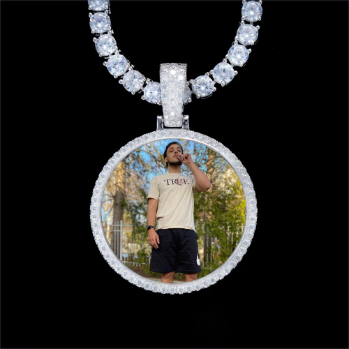 925S & VVS Moissanite 3D Circle Custom Picture Pendant
