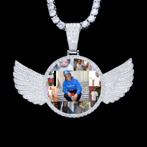 925S & VVS Moissanite 3D Wing Custom Picture Pendant