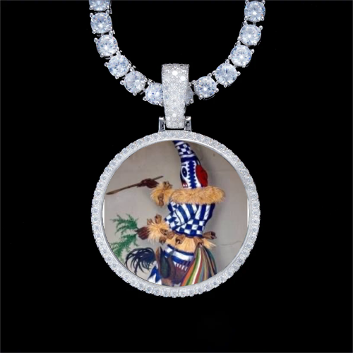 925S & VVS Moissanite 3D Circle Custom Picture Pendant