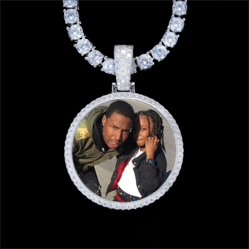 925S & VVS Moissanite 3D Circle Custom Picture Pendant