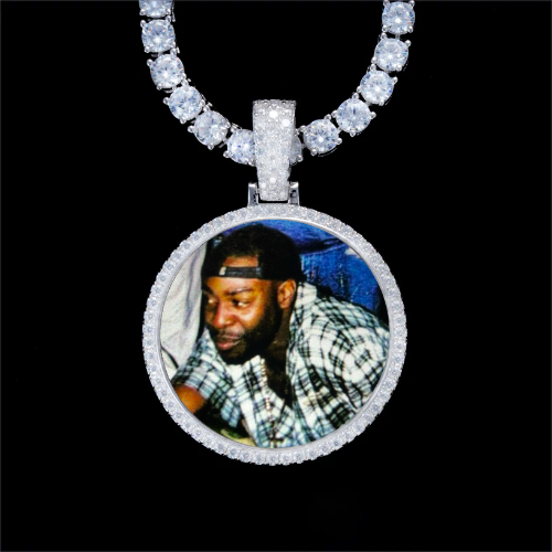 925S & VVS Moissanite 3D Circle Custom Picture Pendant