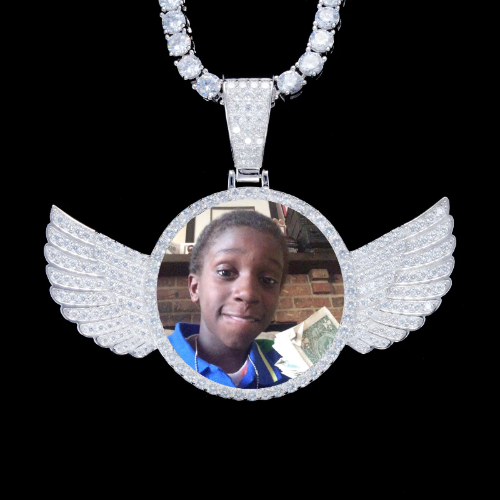 925S & VVS Moissanite 3D Wing Custom Picture Pendant