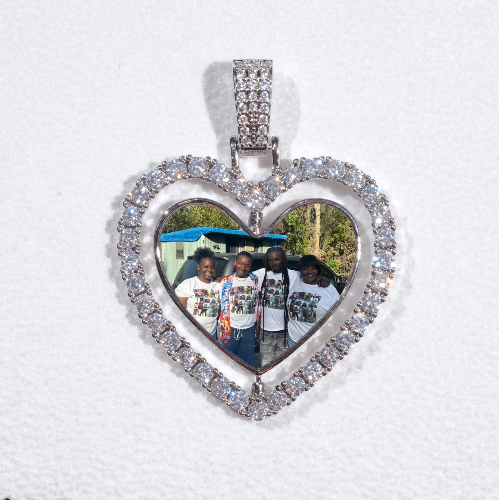 3D Spinning 2-Faced Heart Custom Picture Pendant