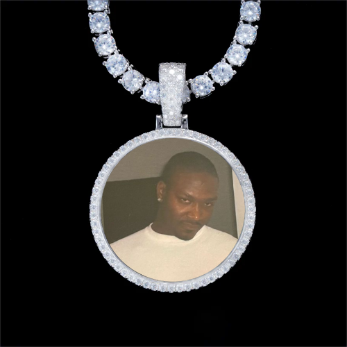 925S & VVS Moissanite 3D Circle Custom Picture Pendant