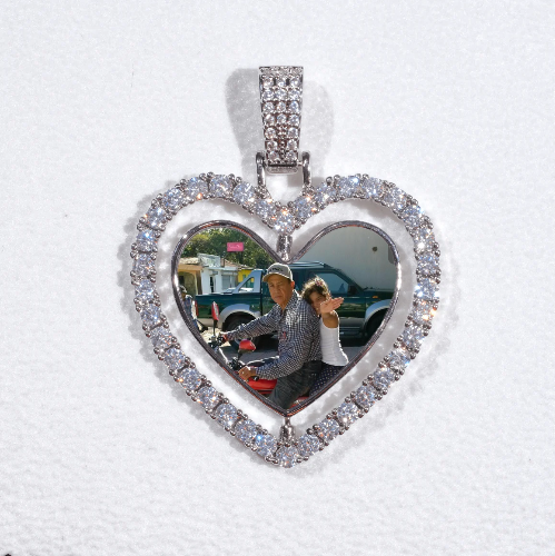 3D Spinning 2-Faced Heart Custom Picture Pendant