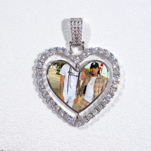 3D Spinning 2-Faced Heart Custom Picture Pendant