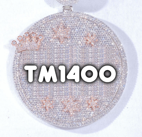 CUSTOM LETTER NECKLACE 3D BIG CROWN DISC