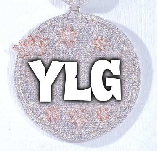 CUSTOM LETTER NECKLACE 3D BIG CROWN DISC
