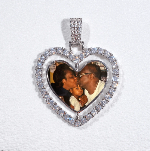3D Spinning 2-Faced Heart Custom Picture Pendant