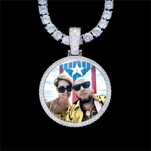 925S & VVS Moissanite 3D Circle Custom Picture Pendant
