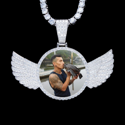 925S & VVS Moissanite 3D Wing Custom Picture Pendant
