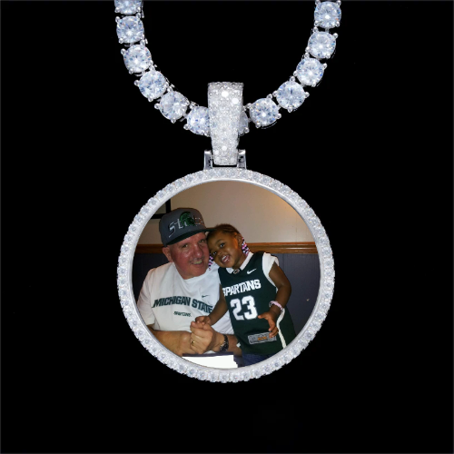 925S & VVS Moissanite 3D Circle Custom Picture Pendant