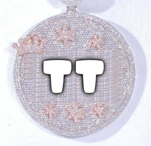 CUSTOM LETTER NECKLACE 3D BIG CROWN DISC