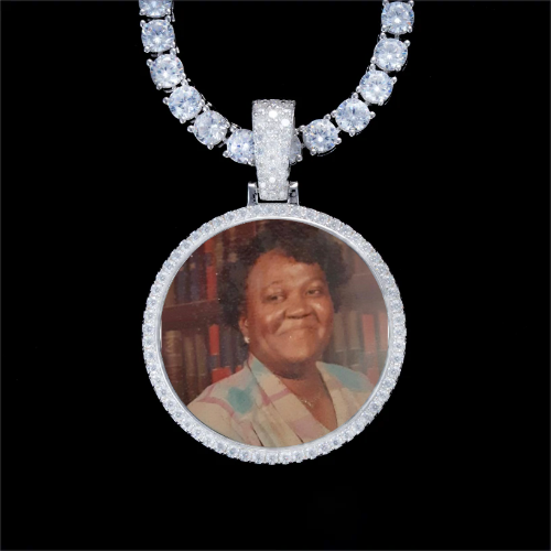 925S & VVS Moissanite 3D Circle Custom Picture Pendant