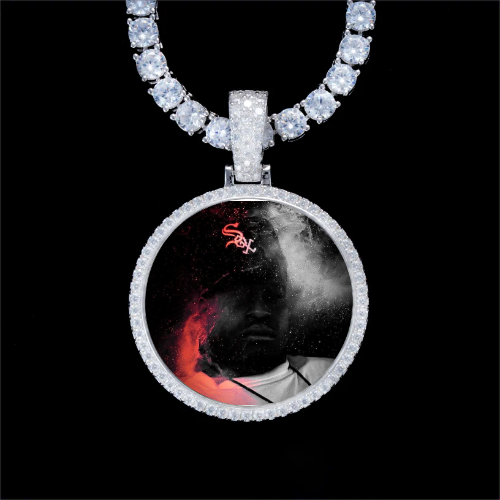 925S & VVS Moissanite 3D Circle Custom Picture Pendant