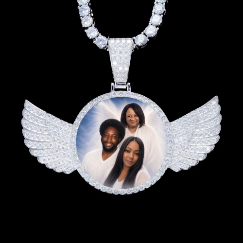 925S & VVS Moissanite 3D Wing Custom Picture Pendant