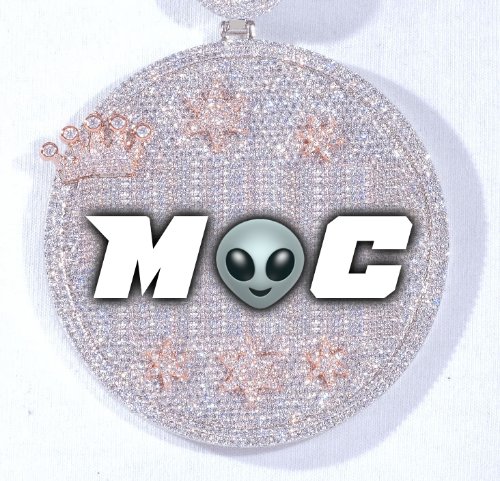 CUSTOM LETTER NECKLACE 3D BIG CROWN DISC