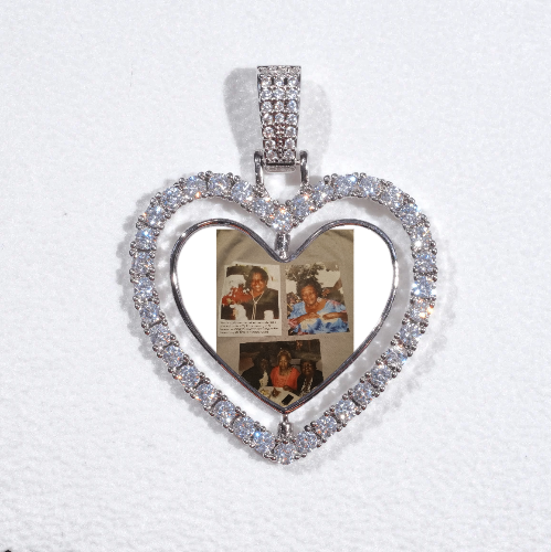 3D Spinning 2-Faced Heart Custom Picture Pendant