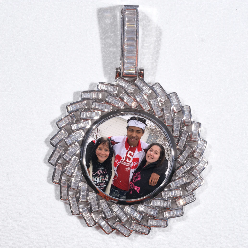 Large 3D Baguette Custom Picture Pendant