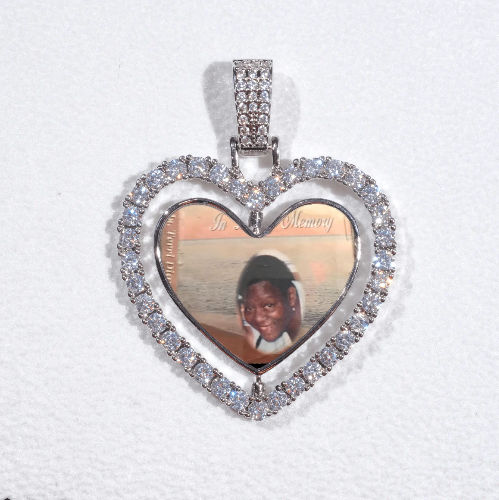 3D Spinning 2-Faced Heart Custom Picture Pendant