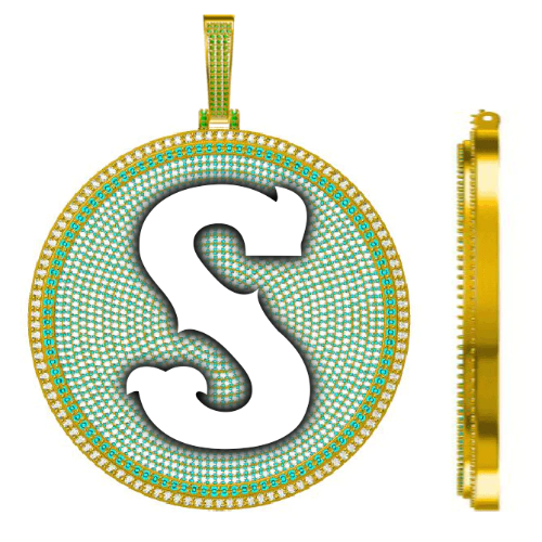 CUSTOM LETTER NECKLACE 3D BIG DISC