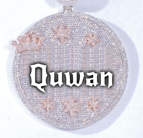 CUSTOM LETTER NECKLACE 3D BIG CROWN DISC
