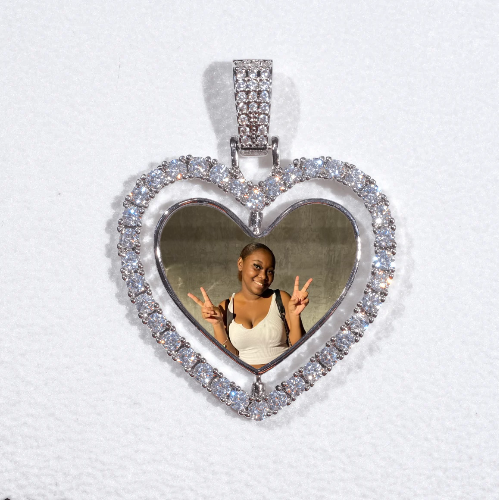 3D Spinning 2-Faced Heart Custom Picture Pendant