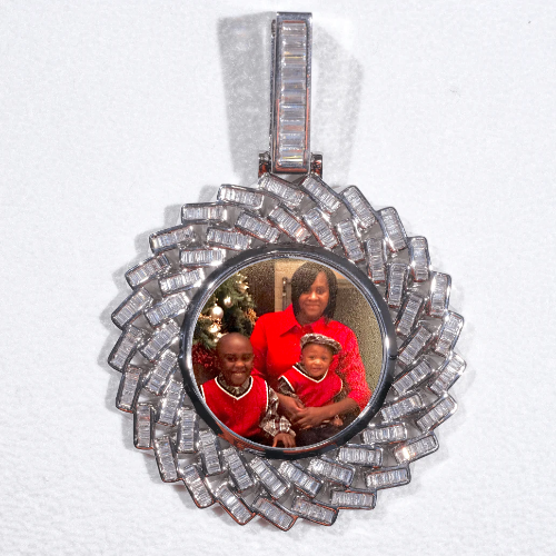 Large 3D Baguette Custom Picture Pendant