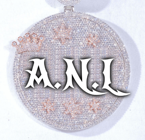 CUSTOM LETTER NECKLACE 3D BIG CROWN DISC