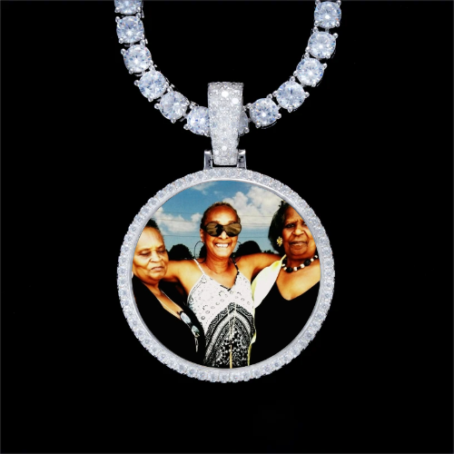 925S & VVS Moissanite 3D Circle Custom Picture Pendant