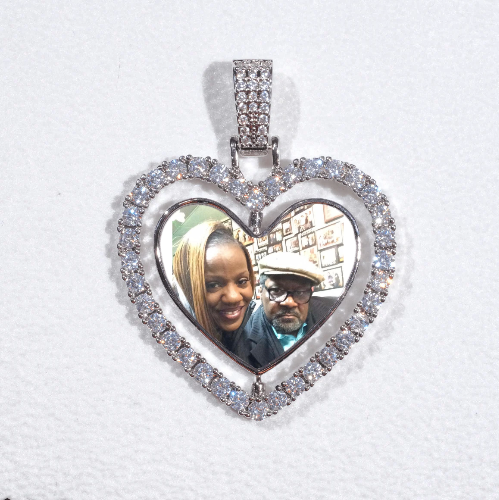 3D Spinning 2-Faced Heart Custom Picture Pendant