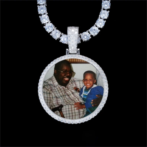 925S & VVS Moissanite 3D Circle Custom Picture Pendant