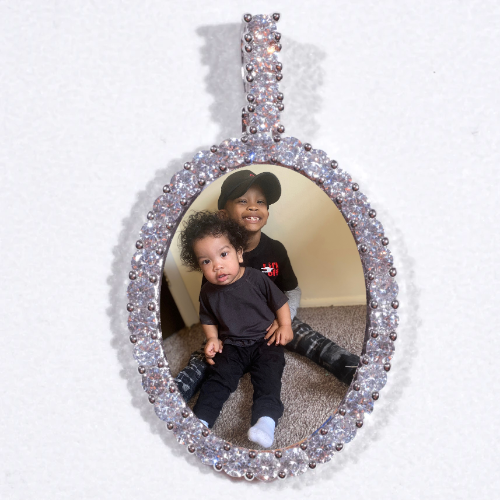 Large 3D Oval Custom Picture Pendant