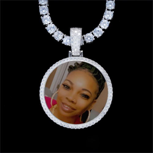 925S & VVS Moissanite 3D Circle Custom Picture Pendant