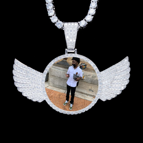 925S & VVS Moissanite 3D Wing Custom Picture Pendant