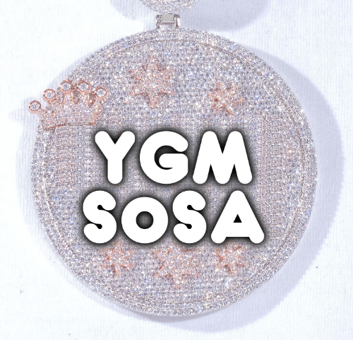 CUSTOM LETTER NECKLACE 3D BIG CROWN DISC
