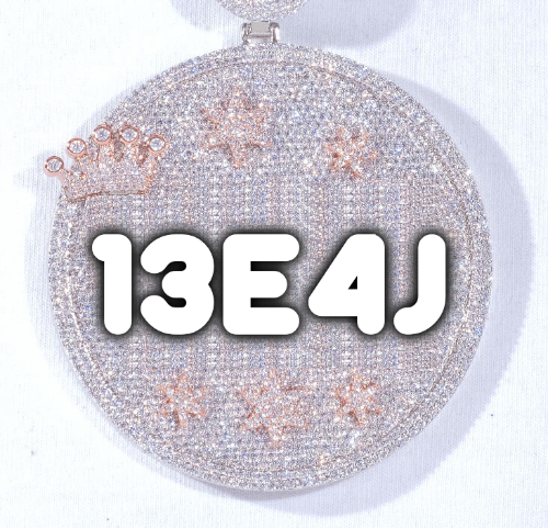 CUSTOM LETTER NECKLACE 3D BIG CROWN DISC