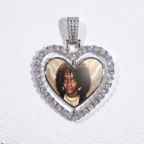 3D Spinning 2-Faced Heart Custom Picture Pendant