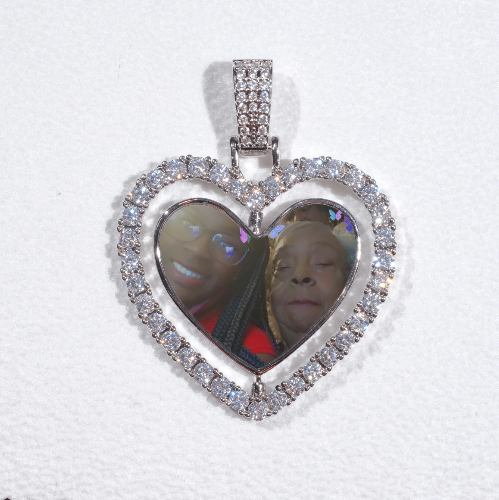 3D Spinning 2-Faced Heart Custom Picture Pendant