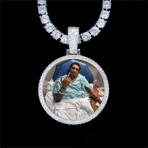 925S & VVS Moissanite 3D Circle Custom Picture Pendant