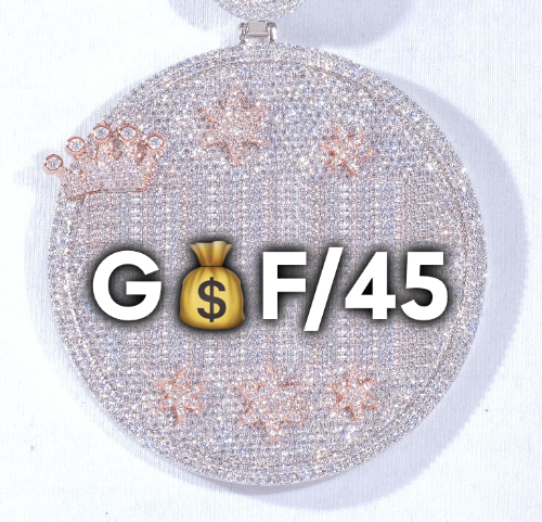 CUSTOM LETTER NECKLACE 3D BIG CROWN DISC